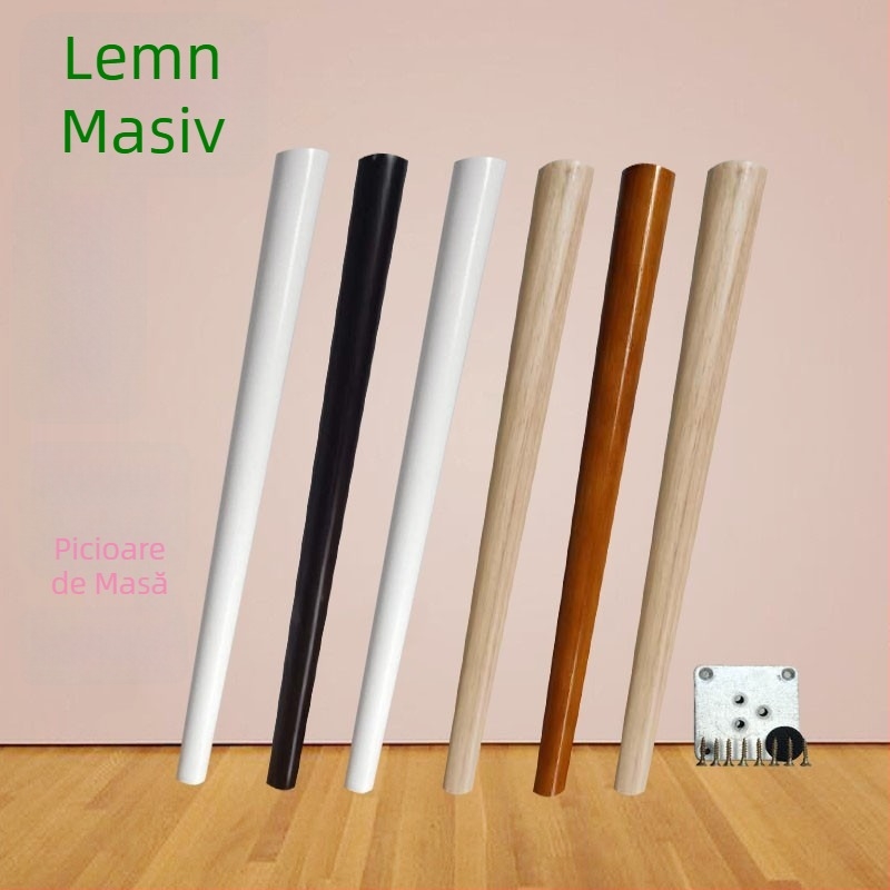 Picioare pentru mobilier din lemn masiv: picioare de masă, picioare de birou, picioare rotunde pentru masă, picioare pentru scaune, lemn natural, birou modern minimalist