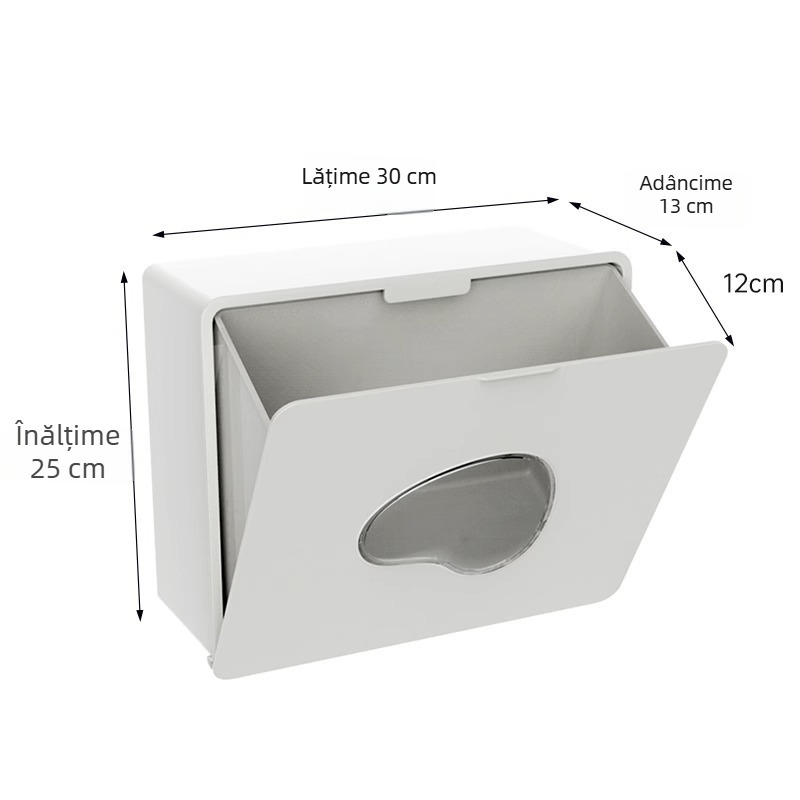 Suport montat pe perete pentru șervețele și cutie de depozitare pentru absorbante sanitare, baie