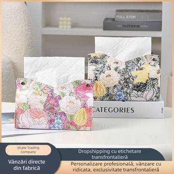 Cutie de șervețele din piele, stil lux ușor, pentru birou, cu spațiu de depozitare multifuncțional pentru living și bucătărie