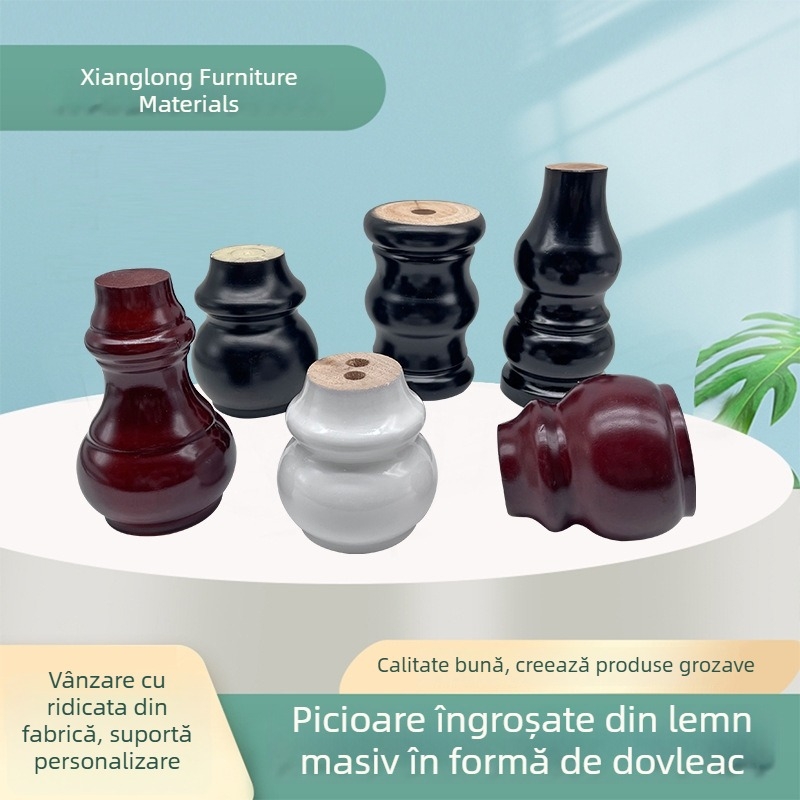 Picioare din lemn masiv în formă de dovleac pentru mobilier – pentru mese, dulapuri TV, măsuțe de cafea, noptiere și accesorii pentru canapea
