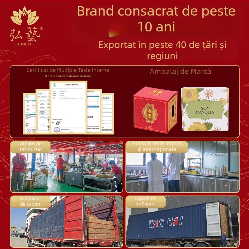 Hongyi Lampă din ceară de soia – set 100 lumânări aromatice, fără fum, cilindrice, pentru Buddha, ardere de 4 ore