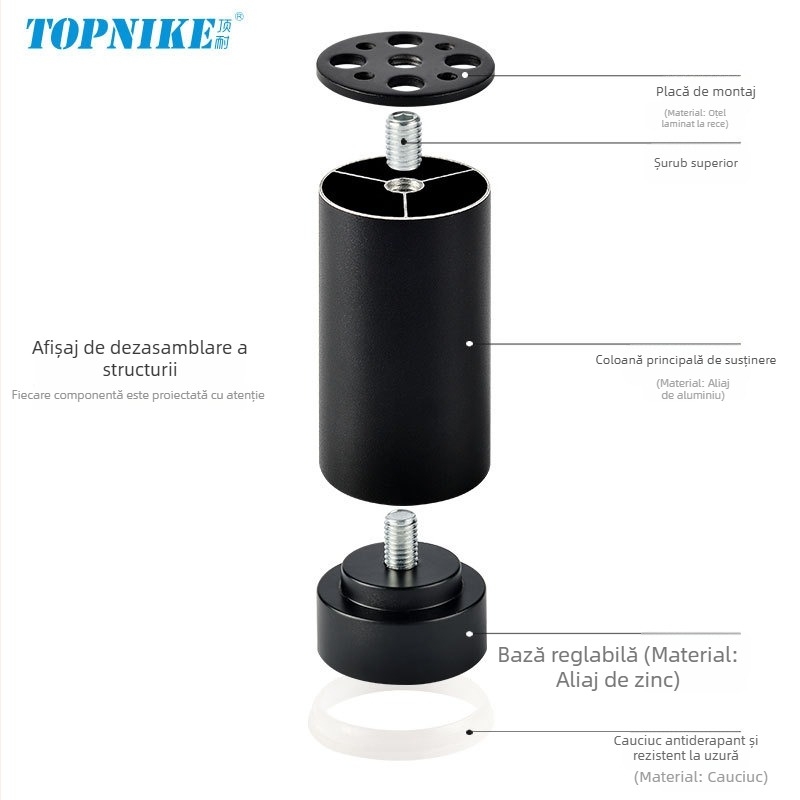 Picioare de mobilier din aliaj de aluminiu pentru pat, canapea, ridikaotoare pentru noptiere, suporturi pentru dulapuri și mese, finisaj anodizat, model TNG-0013