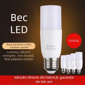 Lampă LED cilindrică, economisire de energie, bază E27 – lumină albă, nedimabilă, potrivită pentru casă, birou și hotel, 3500–6000 lm