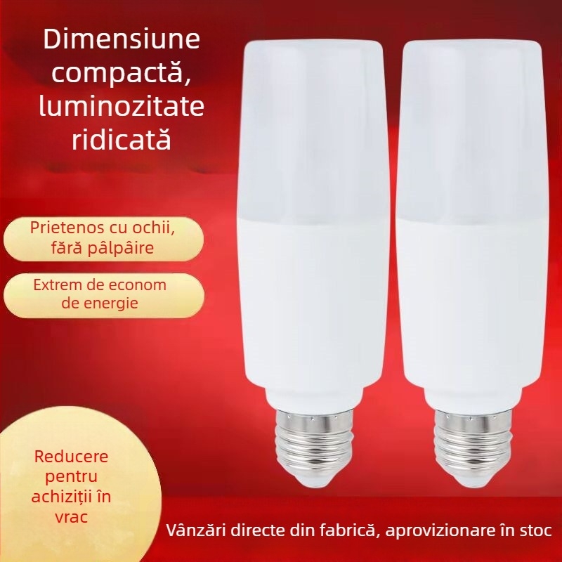 Lampă LED cilindrică, economisire de energie, bază E27 – lumină albă, nedimabilă, potrivită pentru casă, birou și hotel, 3500–6000 lm
