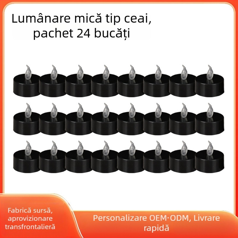 Lumânare LED tealight neagră, fără fum, pentru petreceri și camping, iluminare ambientală