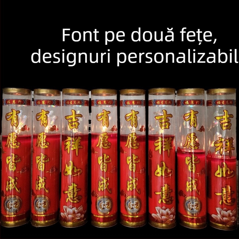 Lampă fără fum din ghee vegetal, cilindrică, pentru ritualuri budiste și ofrande la templu