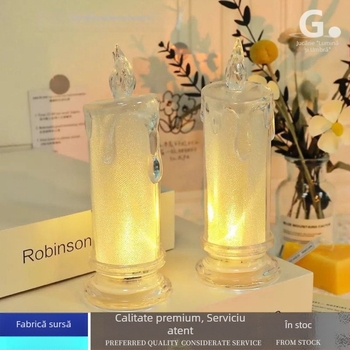 Lumânare LED acrilică, iluminată, decor romantic pentru noapte – lampă de noapte ambientală