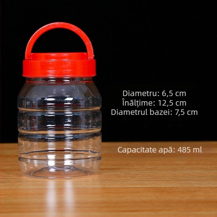Sticlă din plastic octagonală de 500 ml, grad alimentar, recipient rotund cu capac, pentru murături și tofu mucegăit