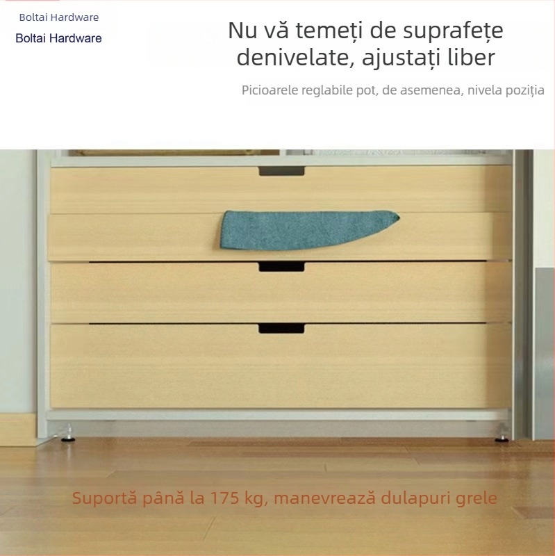 Picioare reglabile din aliaj de zinc pentru dulapuri și garderobe, suporturi grele cu tampoane antiderapante, stil minimalist italian