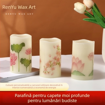 Lumânare LED cu Buddha, design european, autocolante cu apă, parafină, lampă decorativă