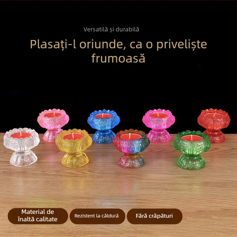 Suport din sticlă pentru lampă de unt, pentru utilizare în casă, suport pentru lampă Buddha cu design lotus