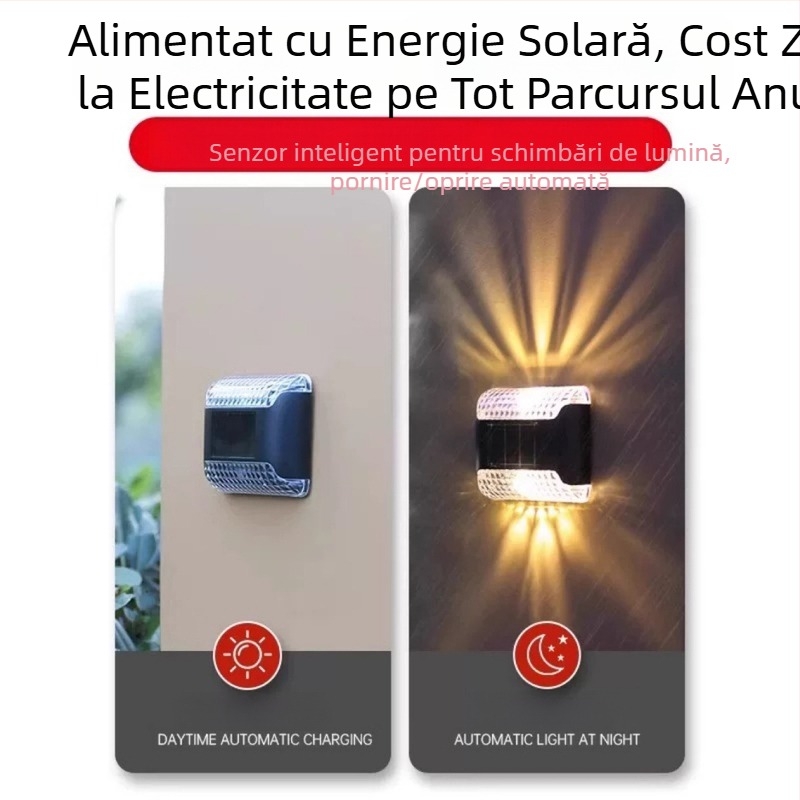 Lampa solară de perete pentru exterior, decor grădină și curte, lampă decorativă de noapte cu iluminare sus-jos