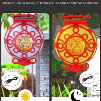 Lampă solară cu simbolul norocului, pentru pereți exteriori, nod chinezesc LED, lampă festivă inteligentă pentru casă, versiune cu priză