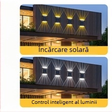 Lampă de perete solar decorativă pentru curte, LED, impermeabilă, cu senzor
