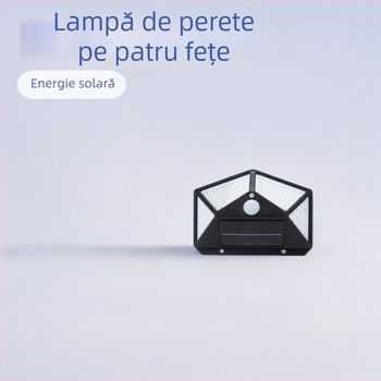 Lampa solară de perete cu senzor de mișcare, iluminare în patru direcții, inteligentă