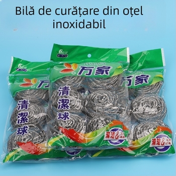 Bilă de curățare din oțel inoxidabil, perie mare pentru vase de bucătărie