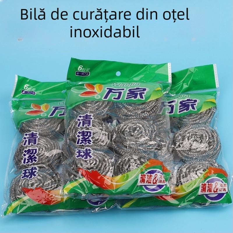 Bilă de curățare din oțel inoxidabil, perie mare pentru vase de bucătărie
