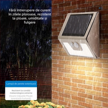 Lumină LED pentru trepte, exterior, lumină caldă, lampă de perete din oțel inoxidabil, rezistentă la ploi, alimentare solară