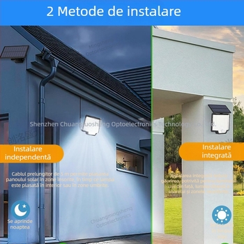 Lampă de perete solară cu telecomandă, design cu împărțire, pentru interior și exterior, reîncărcabilă, iluminare de grădină rezistentă la apă