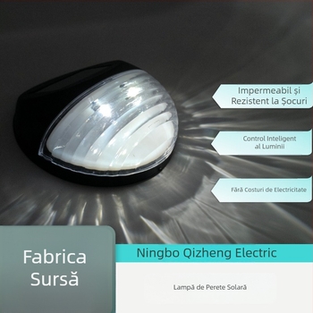 Lampa solară de perete pentru exterior, formă semicirculară, rezistentă la apă, LED, IP44, dimensiuni 11×11 cm