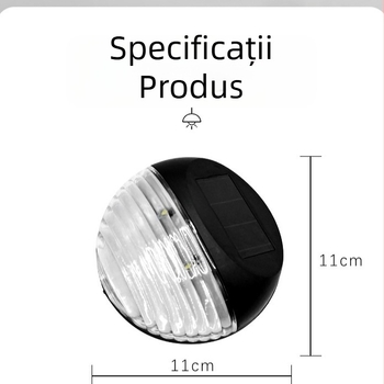 Lampa solară de perete pentru exterior, formă semicirculară, rezistentă la apă, LED, IP44, dimensiuni 11×11 cm