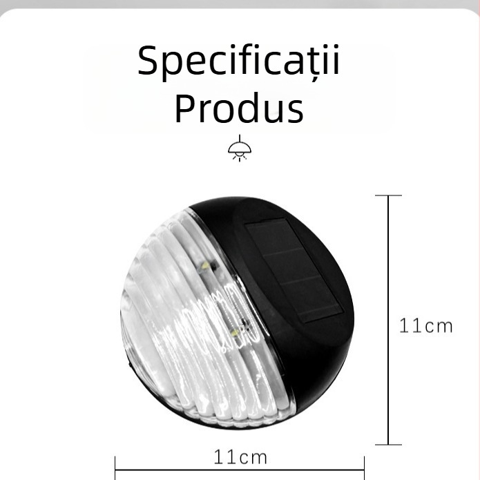 Lampa solară de perete pentru exterior, formă semicirculară, rezistentă la apă, LED, IP44, dimensiuni 11×11 cm
