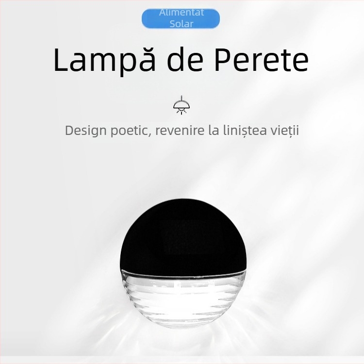 Lampa solară de perete pentru exterior, formă semicirculară, rezistentă la apă, LED, IP44, dimensiuni 11×11 cm