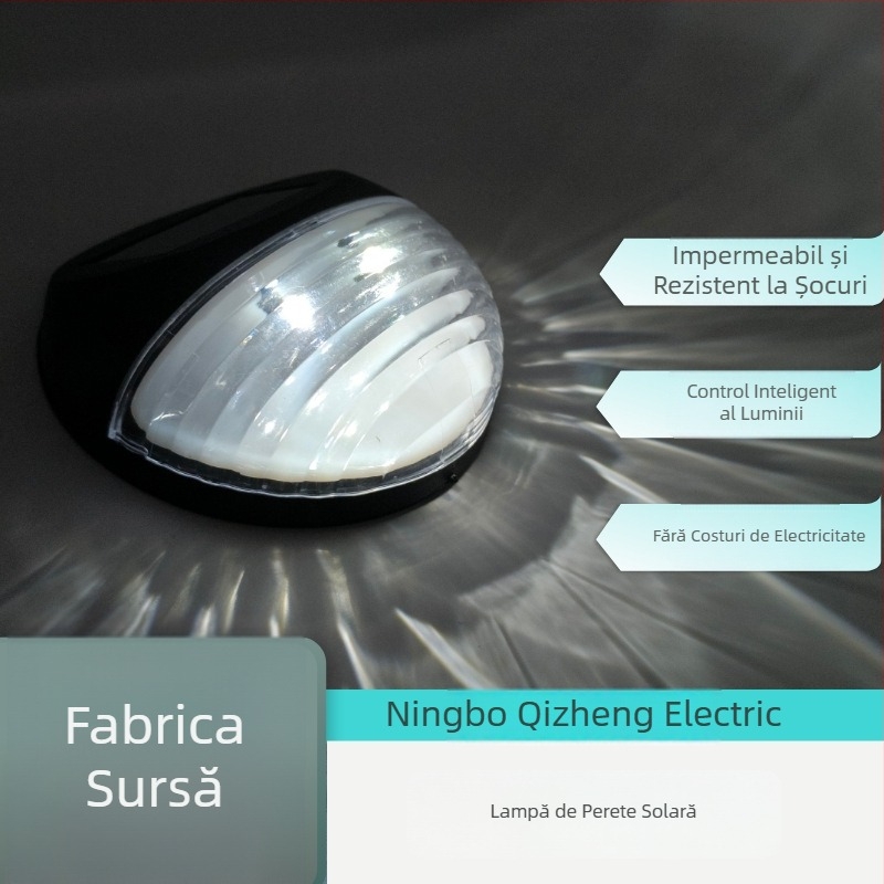 Lampa solară de perete pentru exterior, formă semicirculară, rezistentă la apă, LED, IP44, dimensiuni 11×11 cm