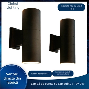 Lumină de exterior LED cu două capete, impermeabilă, 12W, iluminare sus-jos, pentru stâlpi de ușă, balcon și curte