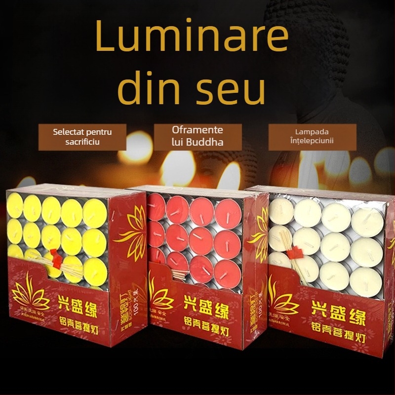Lumânări din parafină pentru lampă budistă, ardere de 4 ore, set de 100 bucăți