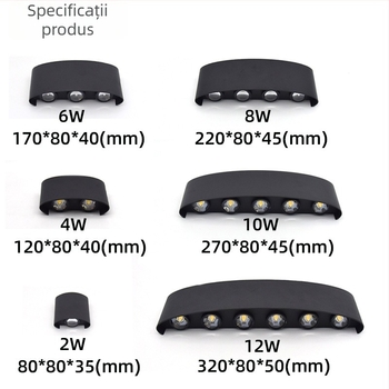 Lampă de perete LED din aluminiu pentru coridoare interioare și exterioare, curți și hoteluri — rezistentă la apă, design modern
