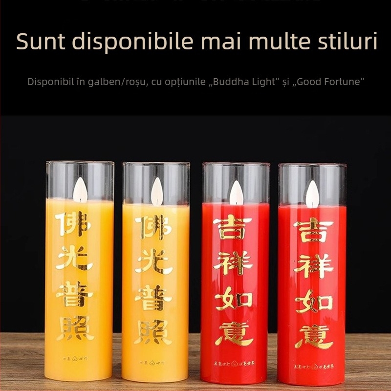 Lumânare LED Buddha alimentată cu baterie, lampă electronică în formă de cupă pentru altarul de acasă sau templu