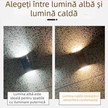 Lampă de perete solară, 6 LED, iluminare sus-jos, pentru exterior în curte și grădină, cu senzor de mișcare