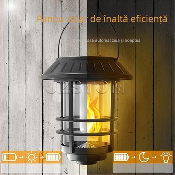 Lampă solară de perete pentru exterior, rezistentă la apă, stil retro pentru grădină și curte, lampă decorativă suspendată