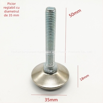 Picioare de mobilier din oțel inoxidabil, diametrul 35 mm, talpă reglabilă cu șurub pentru scaune, canapele și rafturi