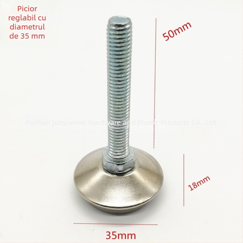 Picioare de mobilier din oțel inoxidabil, diametrul 35 mm, talpă reglabilă cu șurub pentru scaune, canapele și rafturi