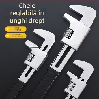 Cheie în formă de F îngroșată, cu deschidere mare, cheie reglabilă la unghi drept, unealtă universală pentru țevi sanitare