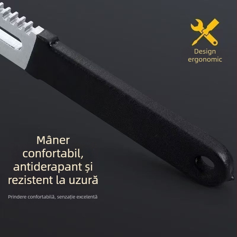 Cheie în formă de F îngroșată, cu deschidere mare, cheie reglabilă la unghi drept, unealtă universală pentru țevi sanitare