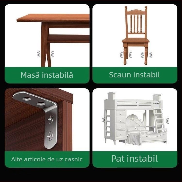 Conector unghiular din oțel inoxidabil la 90 grade pentru mobilier, cu suport de plăci în formă T și L