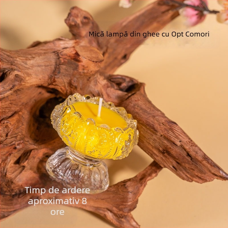 Lampă mică din ghee cu opt comori, pentru rugăciuni acasă, lampă fără fum
