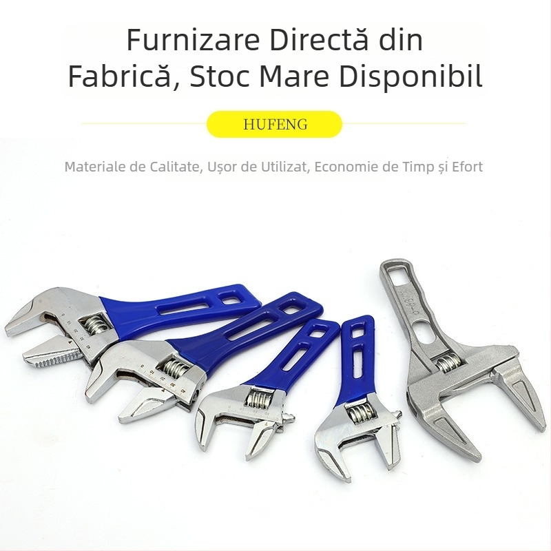 Hufeng cheie reglabilă pentru baie, din oțel cu carbon înalt, calitate industrială, cap mobil, 150–200–300 mm