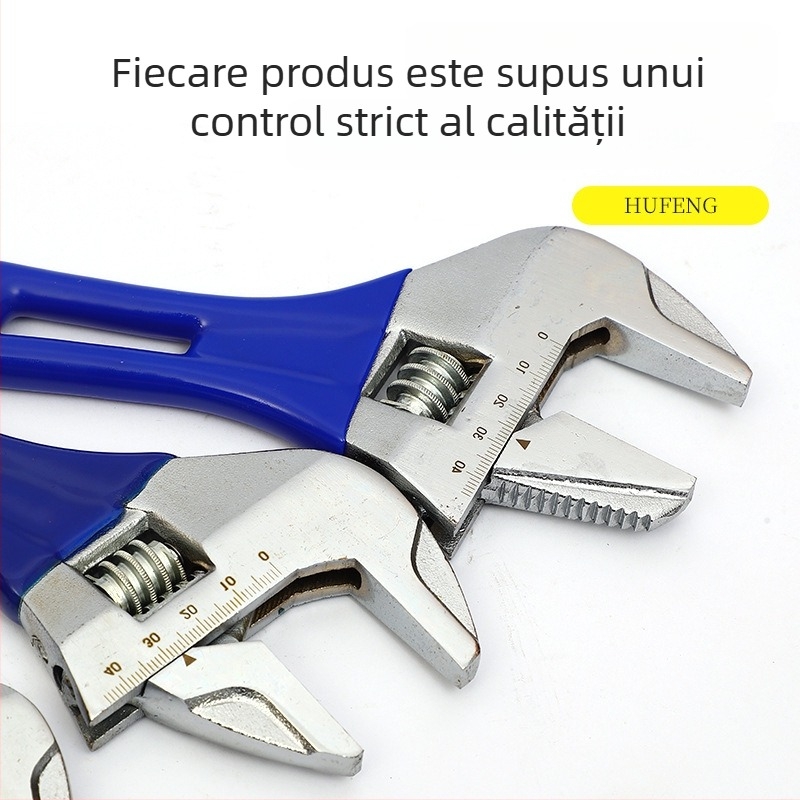 Hufeng cheie reglabilă pentru baie, din oțel cu carbon înalt, calitate industrială, cap mobil, 150–200–300 mm