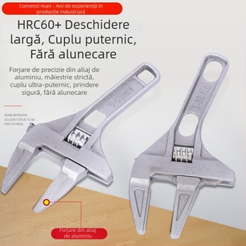 Cheie reglabilă de baie din aliaj de aluminiu, mâner scurt pentru fitinguri sanitare, robinete și chiuvete