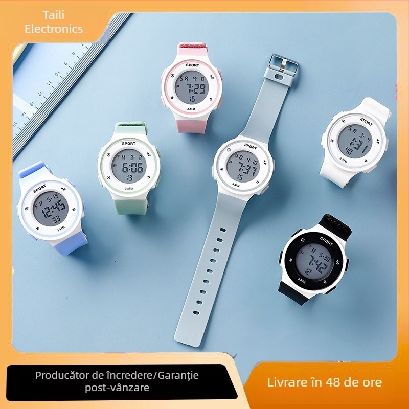 Terry Ceas electronic pentru copii, stil sport, afișaj digital luminos, ceas personalizat modern pentru copii