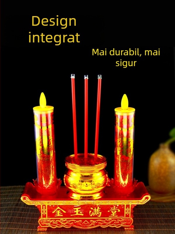 Suport LED în formă de inimă, cu flacără balansată, arzător electric pentru altarul Buddha