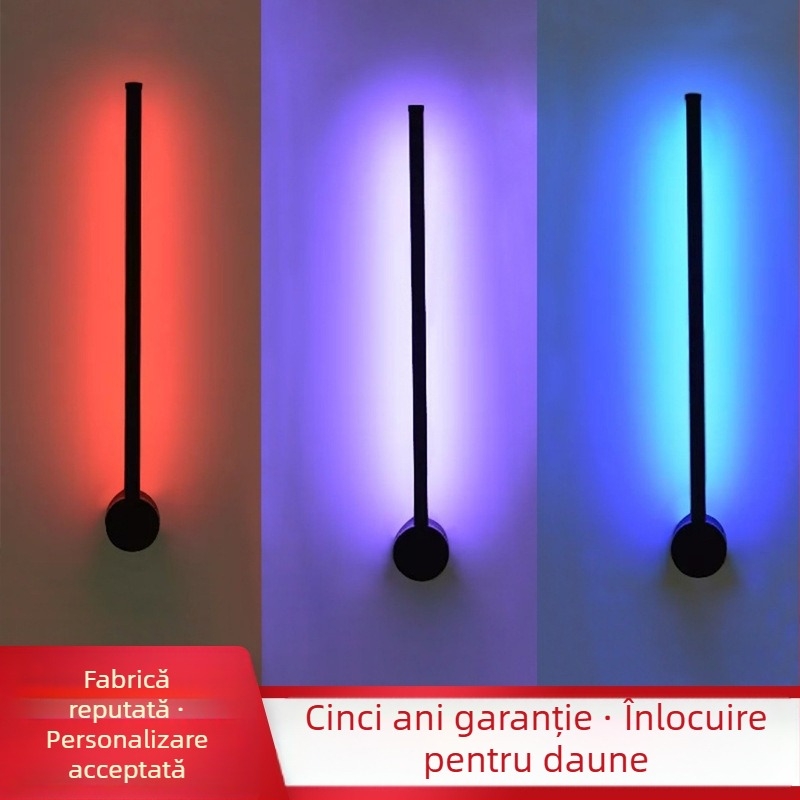 Noua lampă LED RGB cu schimbare de culoare pentru sufragerie și dormitor, design minimalist, lampă de perete lungă