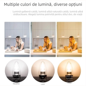 Lampă LED tip lumânare, cu soclu E14, bază mică, pentru uz casnic, ultra-luminantă, economisire de energie, aspect cristal