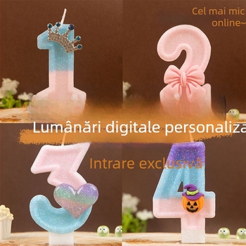 Lumânare personalizată pentru ziua nașterii cu cifrele 0–9 și design cu efect de flacără