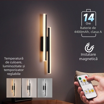 Lampa de pere reglabilă prin telecomandă, cu două benzi LED, reîncărcabilă, lampă decorativă magnetică pentru dormitor