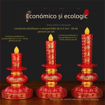 Lampă LED de lumânare cu alimentare la priză; Dumnezeu al bogăției și Buddha; veioză de masă oscilantă